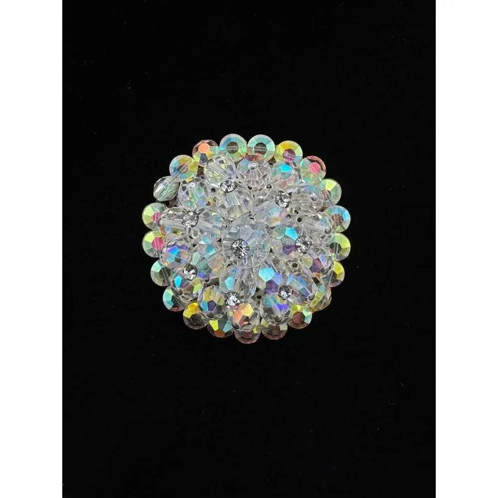 Vintage Aurora Borealis Crystal Brooch Pin